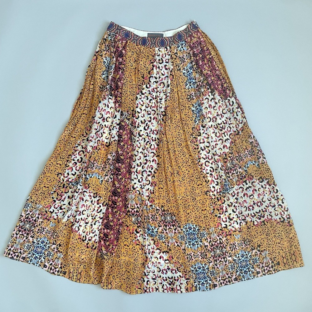 Anthro Bhanuni By Jyoti Maxi Skirt Sz 4 Colorful‎ Boho Animal Print Maximalist - Picture 2 of 16